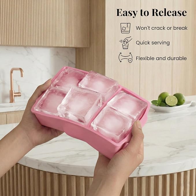 KitchFort Large Silicone Ice Cube Tray, Easy Release 2" Big Ice Cubes - Image 3