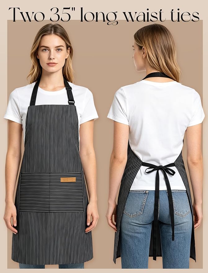 2 Pack Kitchen Cooking Aprons, Soft Aprons - Image 5