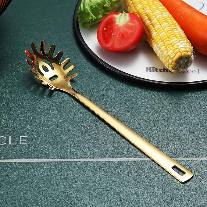Gold Spaghetti Spoon, Berglander Pasta Server - Image 2
