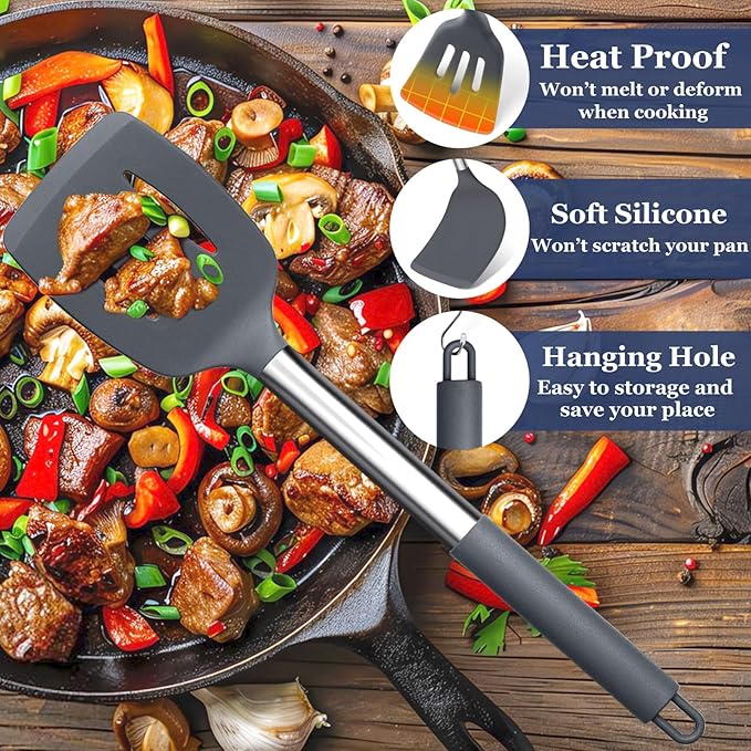 TeamFar Kitchen Utensils, for Nonstick Cookware Frying Flipping Draining - Image 3