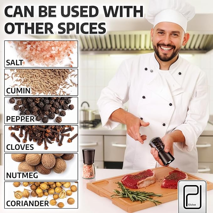 Premium Salt and Pepper Grinder Set - 5 oz - Image 4