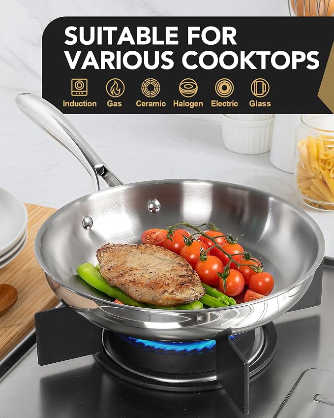 MICHELANGELO Stainless Steel Frying Pan Set - Image 5