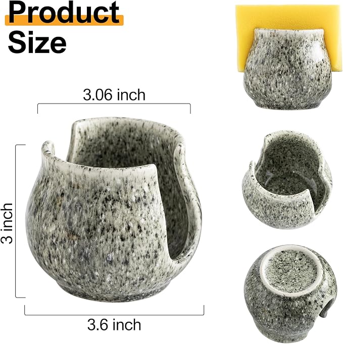Zoeeker Ceramic Sponge Holder, Kitchen Sponge Holder Sink Caddy Organizer Dish - Image 4