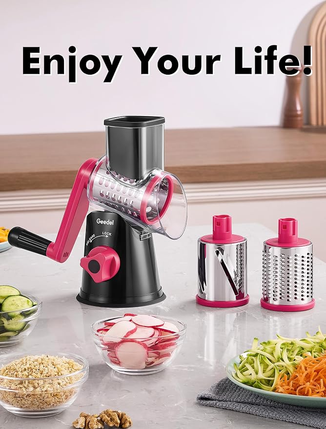 Geedel Rotary Cheese Grater, Kitchen Mandoline Vegetable Slicer - Image 9