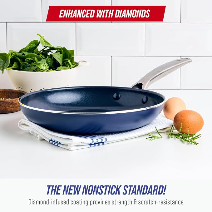 Blue Diamond 10" Nonstick Frying Pan Skillet, Diamond Infused PFAS & PTFE-Free - Image 2
