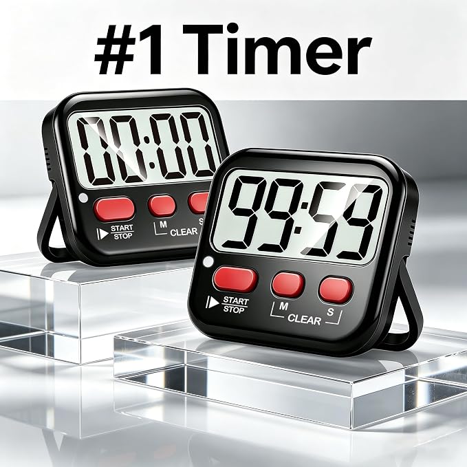 Antonki 2 Pack Digital Timer for Kids, Magnetic Countdown Kitchen Timers for - Image 2