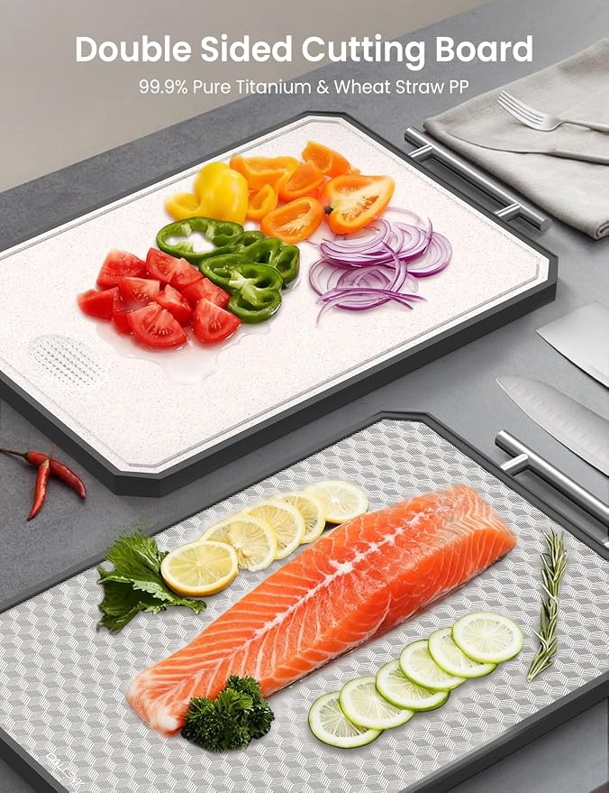 Cutting Board for Kitchen, Non Toxic Titanium Cutting Board, Double-Sided Metal - Image 2