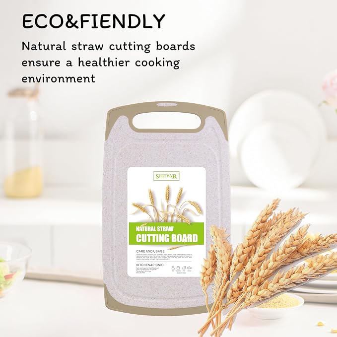 Cutting Board for Kitchen, Wheat Straw Fiber Cutting Board, Dish Washer Safe - Image 4