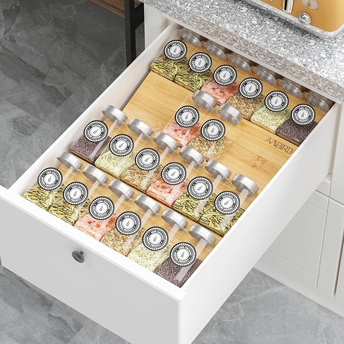 AMBIRD Bamboo Spice Drawer Organizer by AMBIRD