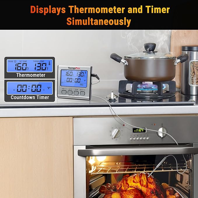 TempPro TP17 Dual Probe Digital Cooking Meat Thermometer Large LCD Backlight - Image 6