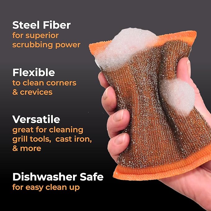 Heavy-Duty Steel Wool Scrubber Sponges 4 Pack – Stainless Steel Cleaning Pads - Image 2