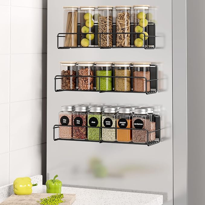 Mystozer 3 Pack Magnetic Spice Rack Organizer, Space Saver by Mystozer
