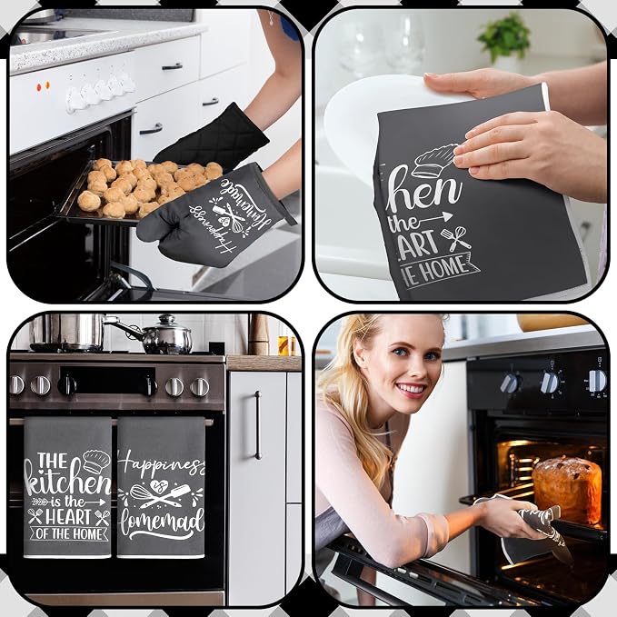 Sratte 6 Pcs Kitchen Decor Accessories Set Farmhouse Towels Pot Holders Oven - Image 5