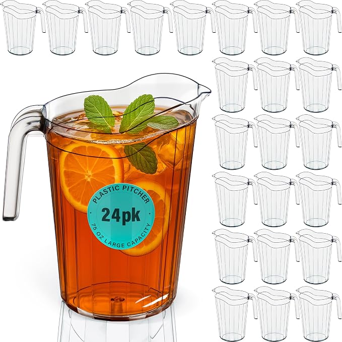 DecorRack 24 Pack - 75 oz Polycarbonate Plastic Pitcher Beverage Dispenser by DecorRack