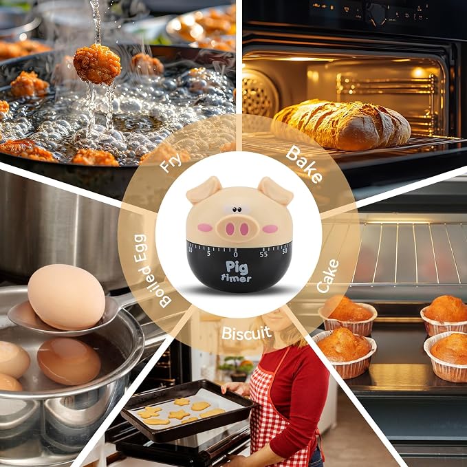 Cute Kitchen Timer, Piggy Wind up Timer Cooking Manual Kitchen Funny Mechanical - Image 7