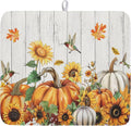 Fall Sunflower Maple Leaves Dish Drying Mat by Kawani