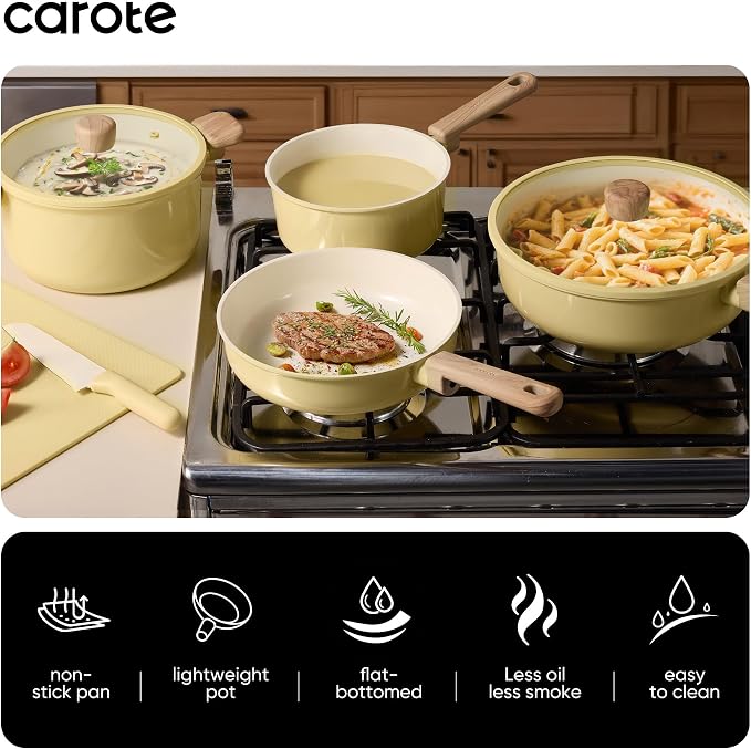 CAROTE 24pcs Ceramic Cookware Set, Pots and Pans Non Stick Kitchen Cookware Sets - Image 5