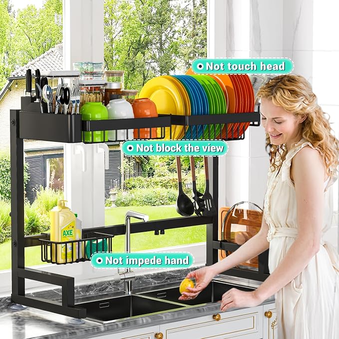 ADBIU 【Fit Sink 24.5"- 32" L 2023 Version Over Sink Dish Drying Rack Snap-On - Image 6