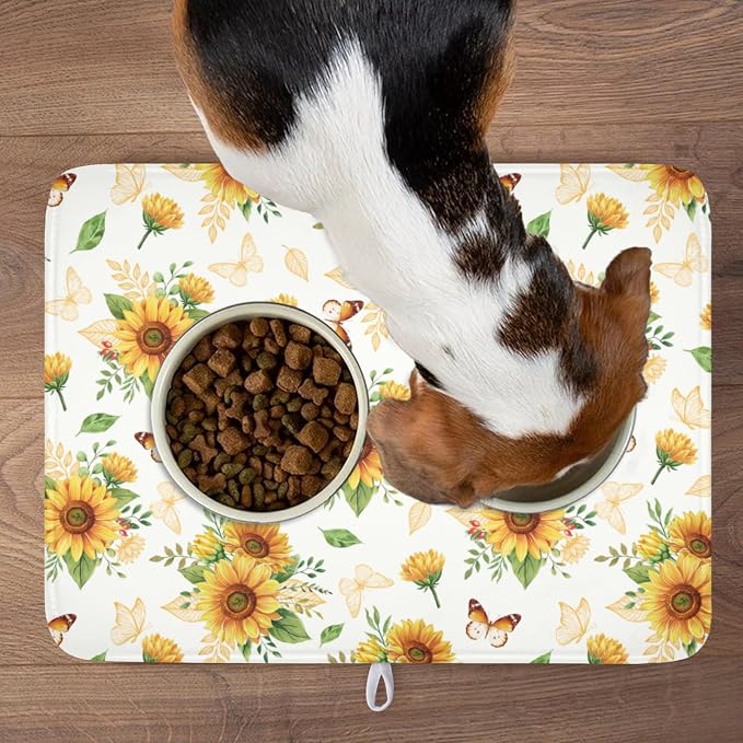 Sunflower Dish Drying Mat for Kitchen Counter Summer Yellow Floral Microfiber - Image 9