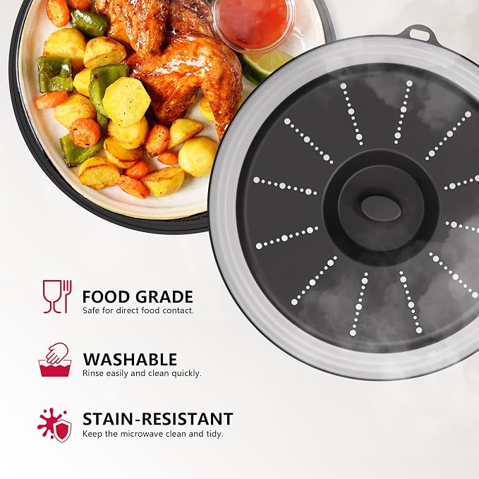 WVM Microwave Splatter Cover & Mat, Vented Collapsible Splatter Guard dish - Image 3