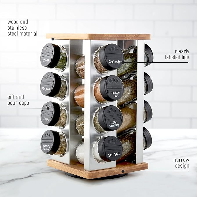 Kamenstein 16 Jar Warner Revolving Countertop Spice Rack Organizer - Image 4
