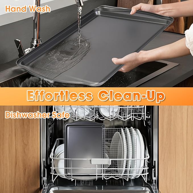 Baking Sheet with Wire Rack, 17 x 12 Inch Nonstick Cookie Sheets Pan Set with - Image 7