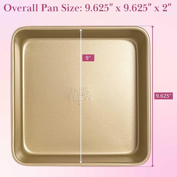 Paris Hilton Nonstick Carbon Steel Bakeware Collection, 9-Inch Square Cake Pan - Image 5