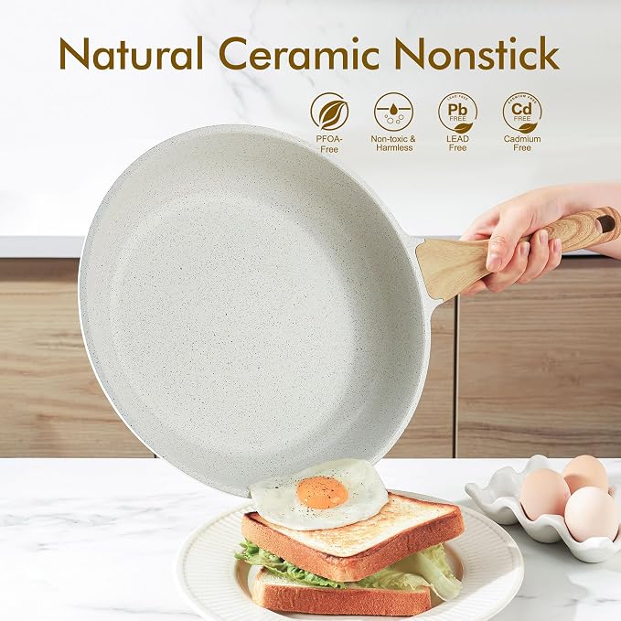 SENSARTE Nonstick Ceramic Frying Pan Skillet, 11 Inch Omelet Pan, Healthy Non - Image 2