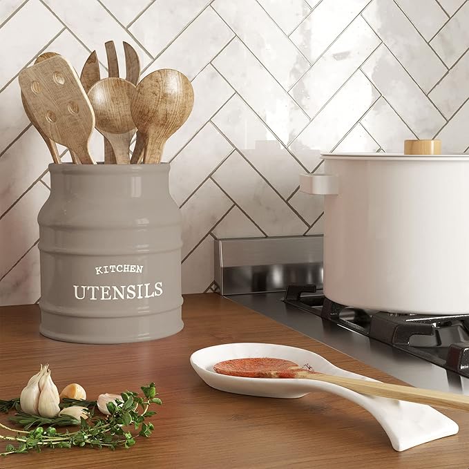 Barnyard Designs Ceramic Farmhouse Utensil Holder - Image 4