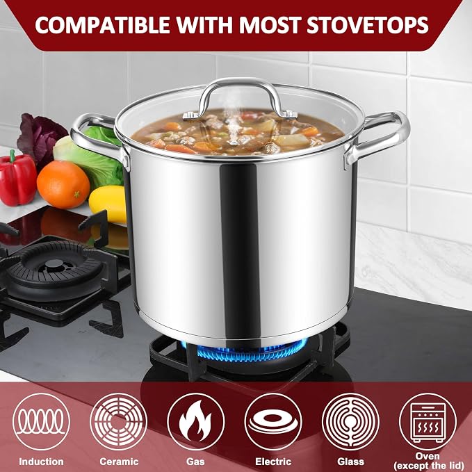 Herogo 12-Quart 18/10 Stainless Steel Stock Pot - Image 4