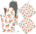 Watercolor Peaches Oven Mitts and Pot Holders Sets, Silicone Kitchen Mitts by Unknown