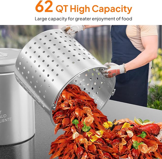 ROVSUN 62-Quart Stainless Steel Turkey Fryer & Seafood Boil Pot - Image 2