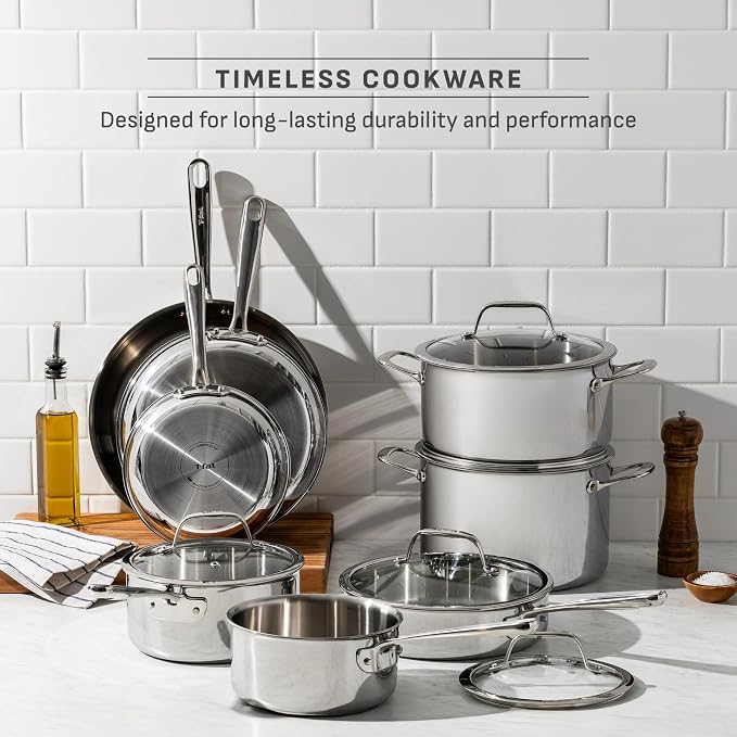 T-fal Pro Tri-Ply Stainless Steel Cookware Set 13 Piece Induction Compatible - Image 4