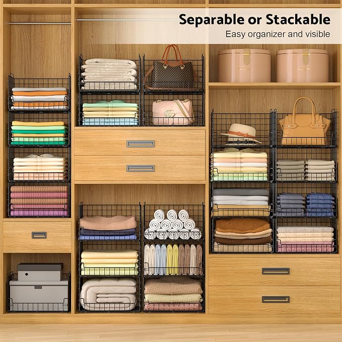 4-Tier Stackable Closet Organizers and Storage Basket - Image 6