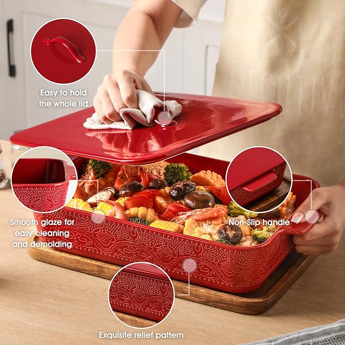 Casserole Dish with Lid, Ceramic 9x13 Casserole Dish - Image 6