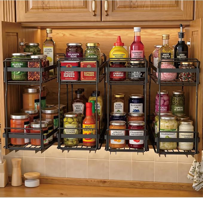Pull Out Spice Rack Organizer for Inside Kitchen Cabinets, Heavy Duty Slide Out - Image 3