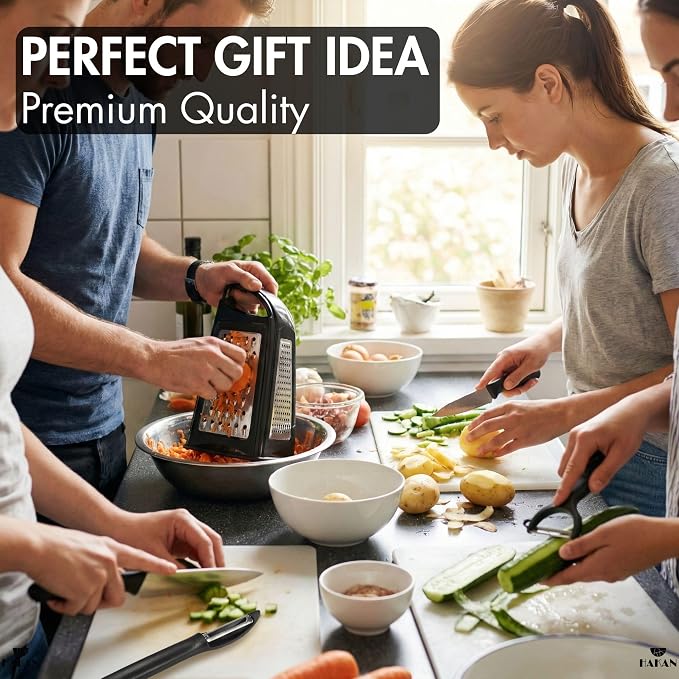 Hakan Grater, Chop and Peel Set | Handheld 3-Sided Grater - Image 9