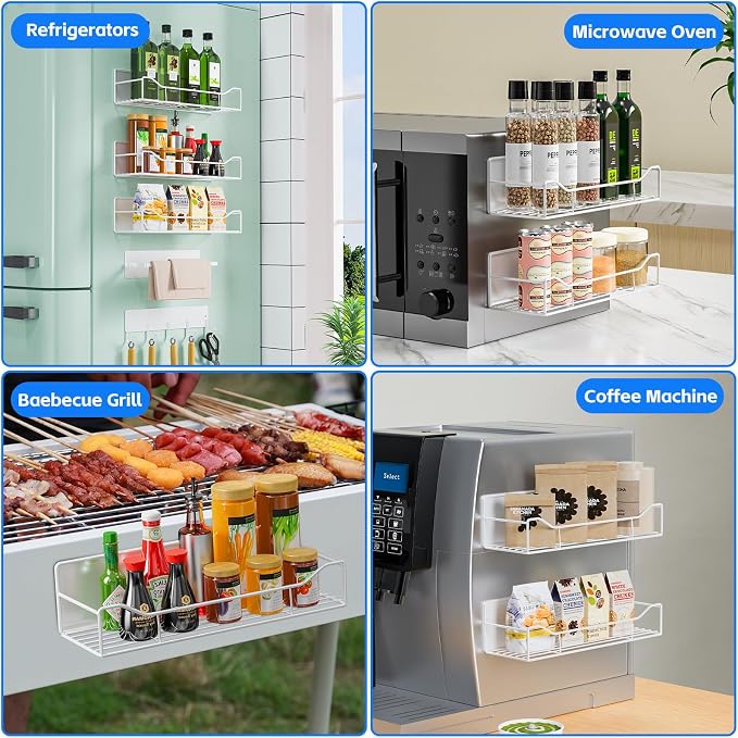 Magnetic Spice Rack for Refrigerator, 5 Pack Magnetic Fridge Organizer Shelves - Image 7