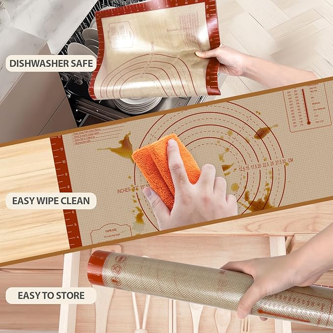 Pastry Mat, 0.7mm Extra Thick 32 x 24 Inches Large Non Stick Silicone Baking Pad - Image 5