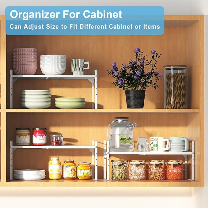 15.5 to 25.5 Inch Kitchen Cabinet Shelf Organizers, Adjustable Kitchen Counter - Image 5