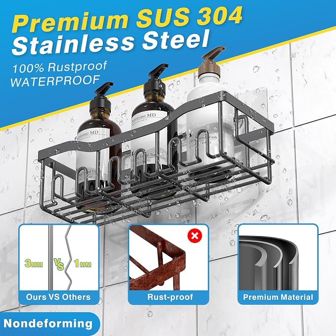 EUDELE Shower Caddy 2 Pack, Adhesive Shower Organizer - Image 5
