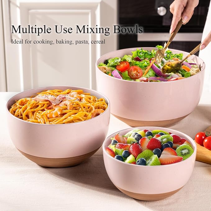 AmorArc Ceramic Mixing Bowls|Nesting Bowls Set of 3 - Image 3