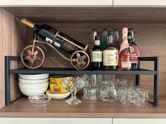 Expandable Cabinet Shelf Organizer 16-26" L Stackable Kitchen Counter Shelf - Image 2