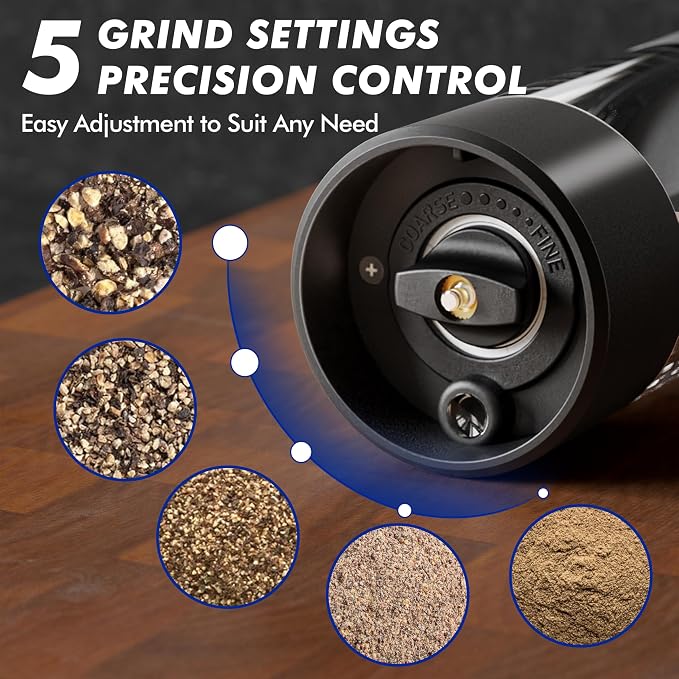 Electric Salt and Pepper Grinder Set, USB Rechargeable Automatic Pepper Mills - Image 5