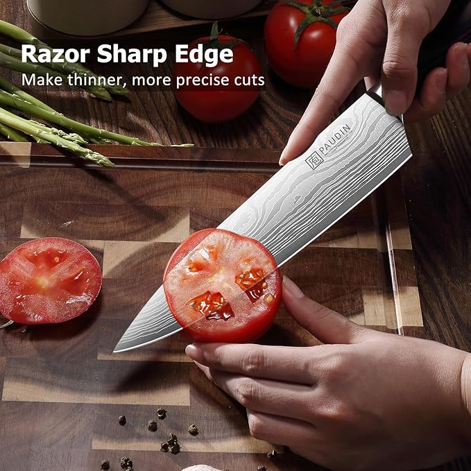 PAUDIN Kitchen Knife Set, 3 Piece High Carbon Stainless Steel Professional Chef - Image 4