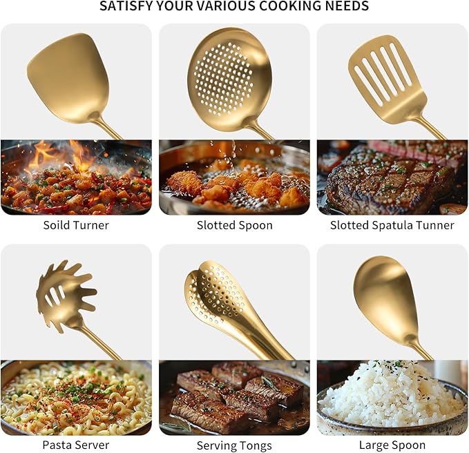 304 Stainlss Steel Matte Kitchen Utensils Set, Pasta Server - Image 3