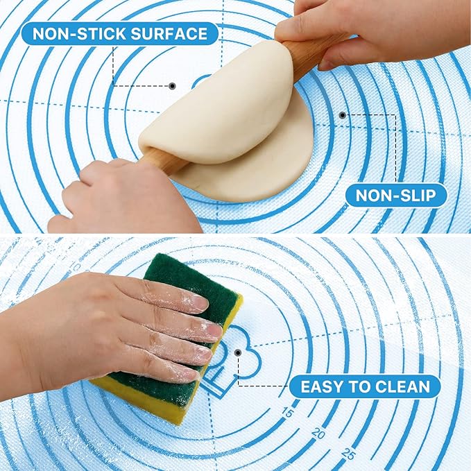 Silicone Baking Pastry Mat, Non-slip Food Grade Dough Rolling Mat - Image 4
