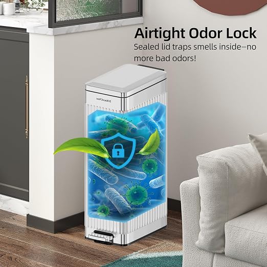 Soft-Close Trash Can with lid，8 Gallon/30L Anti-Fingerprint Stainless Steel - Image 3