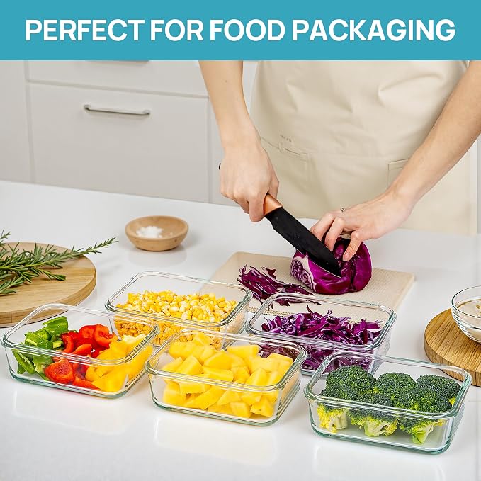 Vtopmart 5Pack 30oz Glass Storage Containers - Image 4