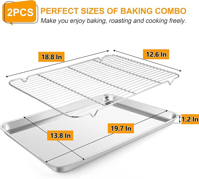Homikit Baking Sheet with Rack, Big Bacon Baking Tray with Cooling Rack - Image 2
